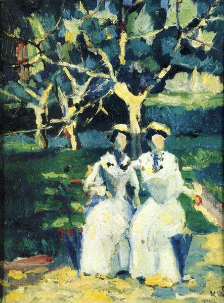 Kazimir Malevich Two Women in a Gardenr Norge oil painting art